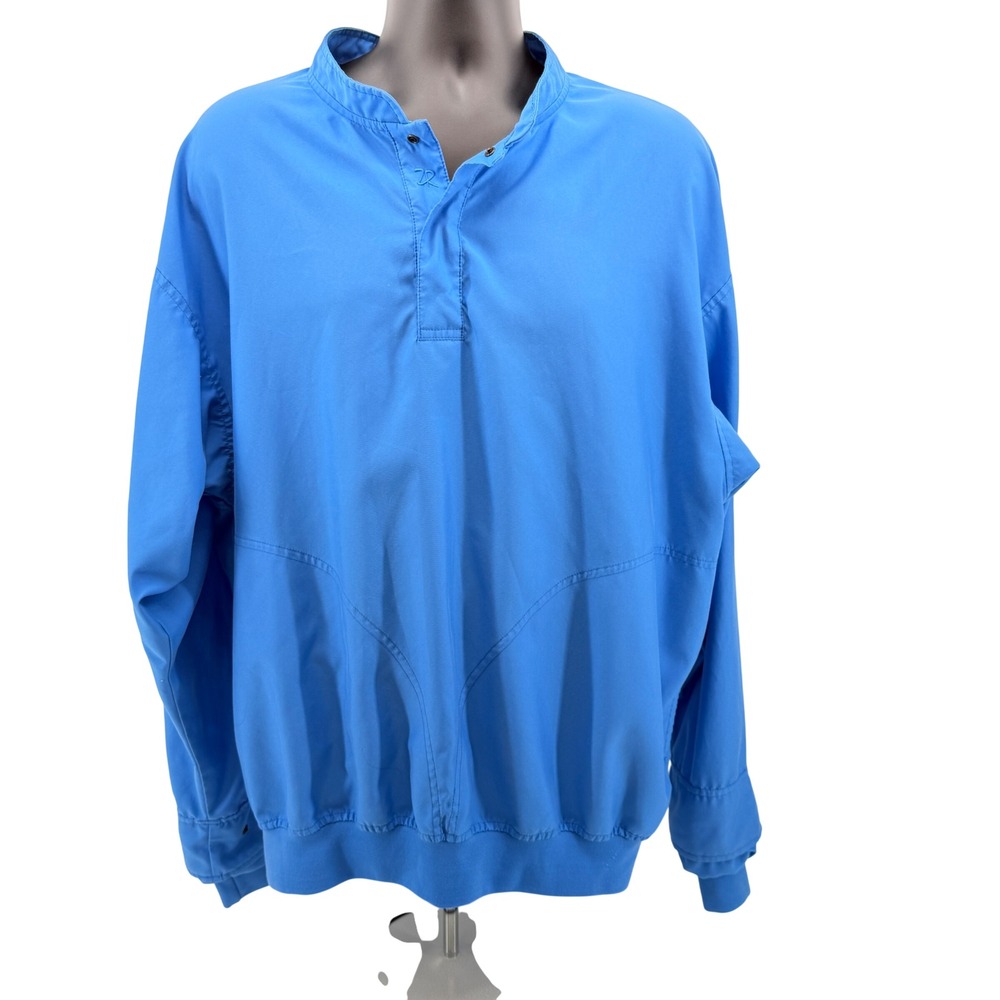 Zero Restriction Windshirt Mens L Blue Pullover Golf Jacket Mock Neck Snap Cuff